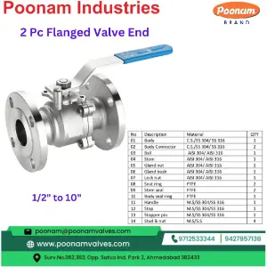 SS 2 Pc Flanged Valve